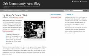 Screenshot of the Orb Community Arts Blog