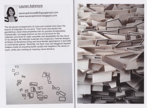 Two pages from the Manchester Metropolitan University embroidery exhibition guide