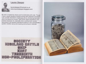 Two pages from the Manchester Metropolitan University embroidery exhibition guide