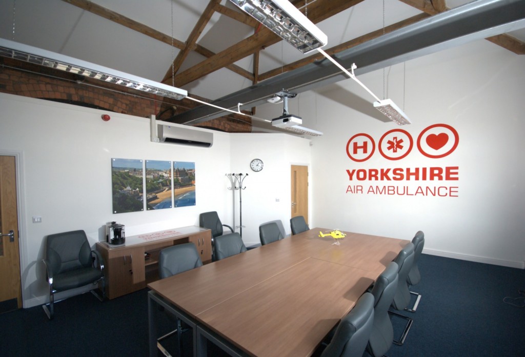Yorkshire air ambulance PR photography Boardroom of Yorkshire air ambulance's headquarters