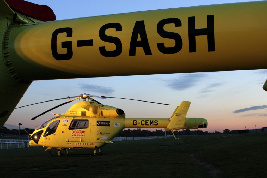 Yorkshire air ambulance PR photography Two of Yorkshire air ambulance's helicopters