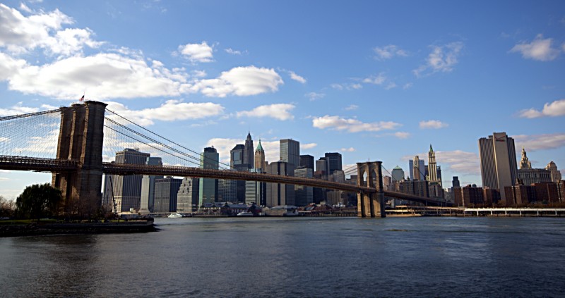 Manhattan skyline Manhattan island seen from Brooklyn in New York
