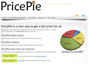 Screen shot of PricePie's home page
