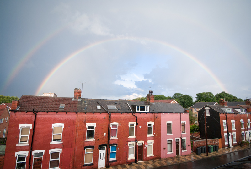 Double rainbow in the sky above Leeds